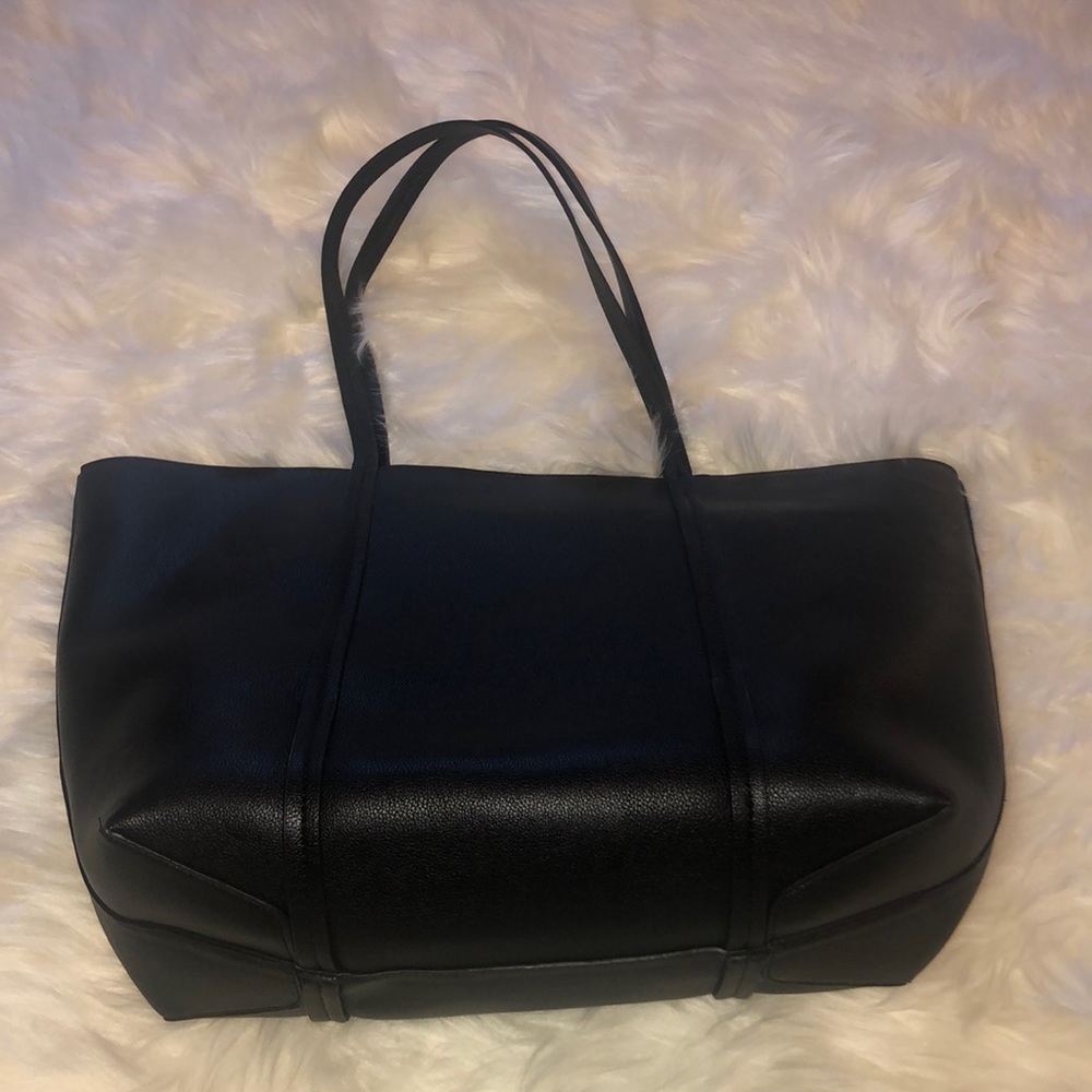 Black leather tote